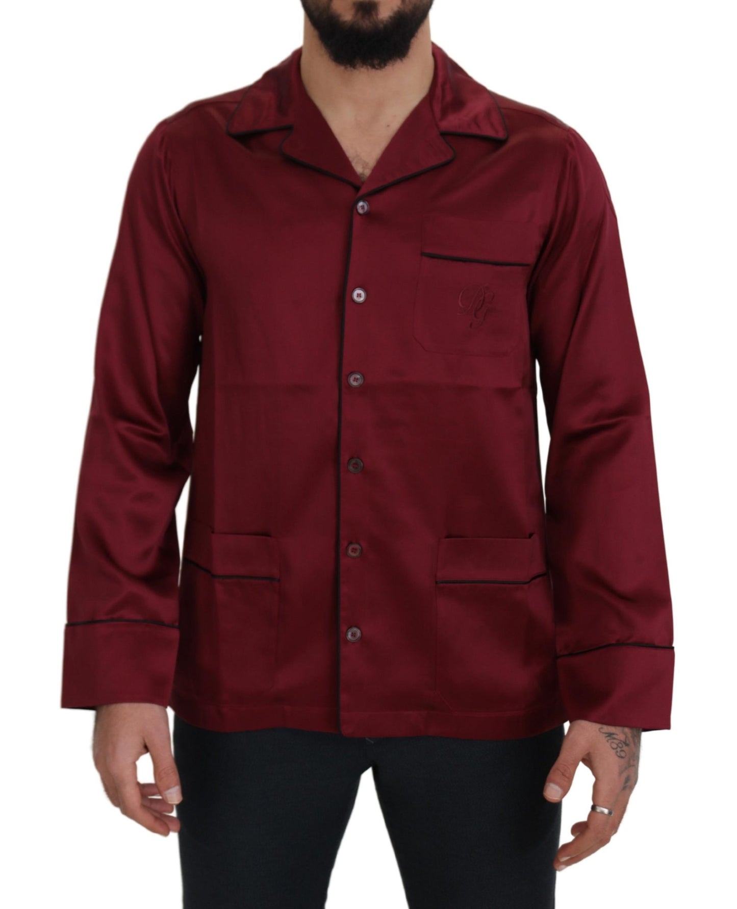 Haut de pyjama de nuit en soie rouge Dolce & Gabbana