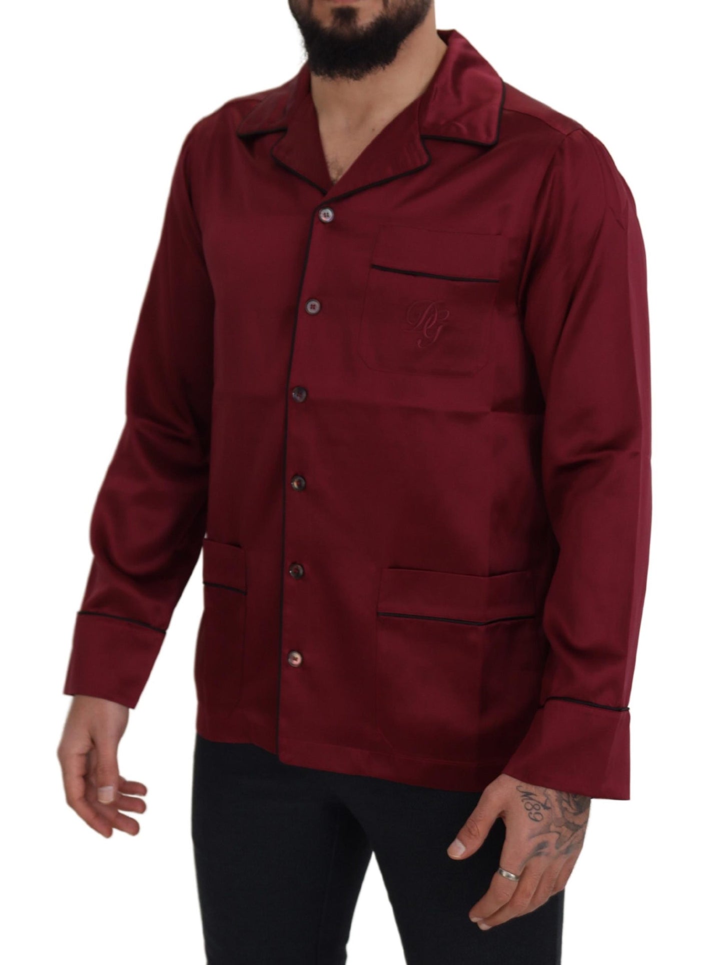 Haut de pyjama de nuit en soie rouge Dolce & Gabbana