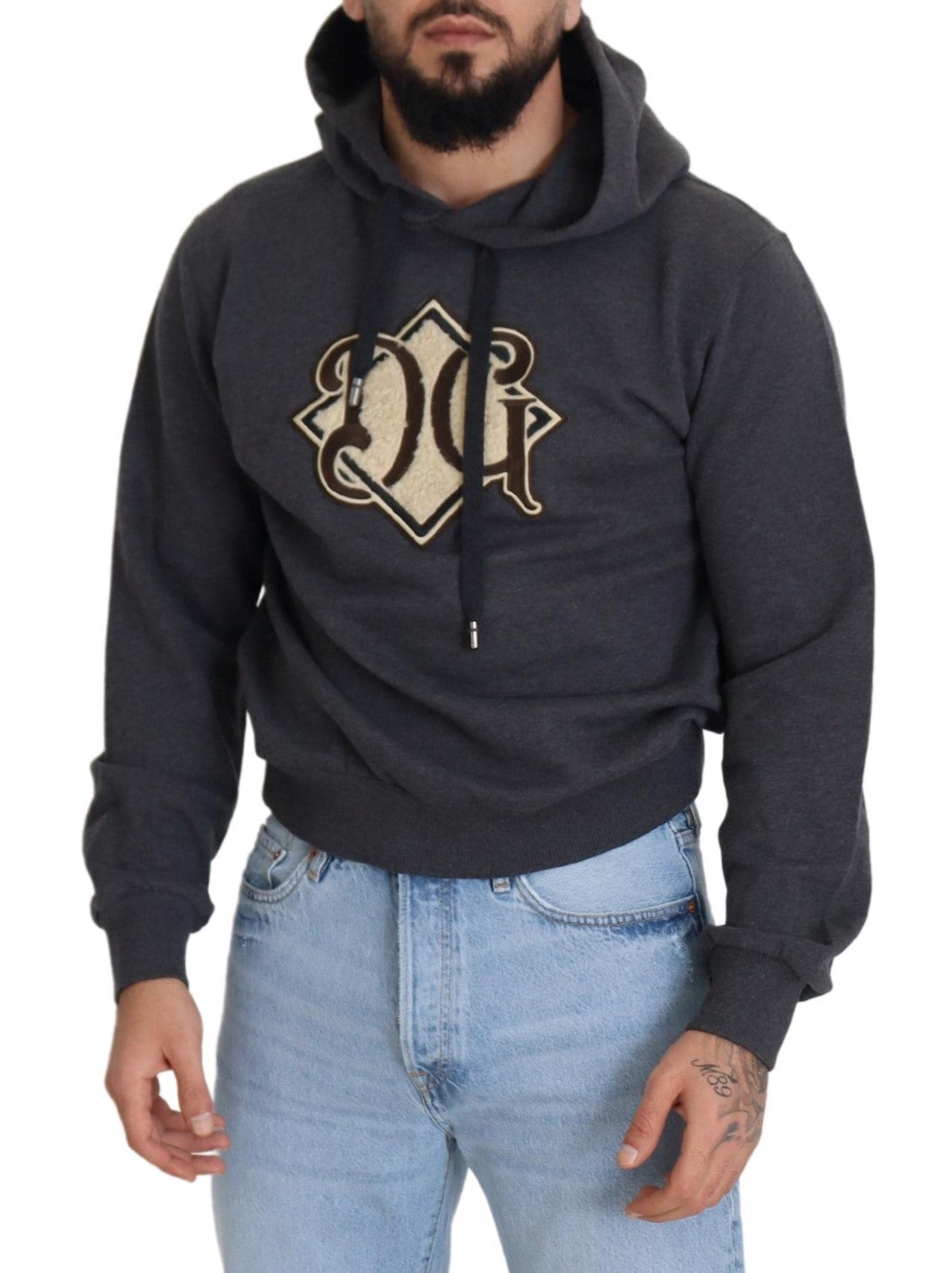 Sweat à capuche en coton gris Dolce & Gabbana avec logo