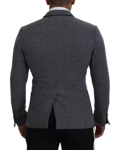 Veste blazer Dolce & Gabbana en laine grise avec roses, coupe ajustée