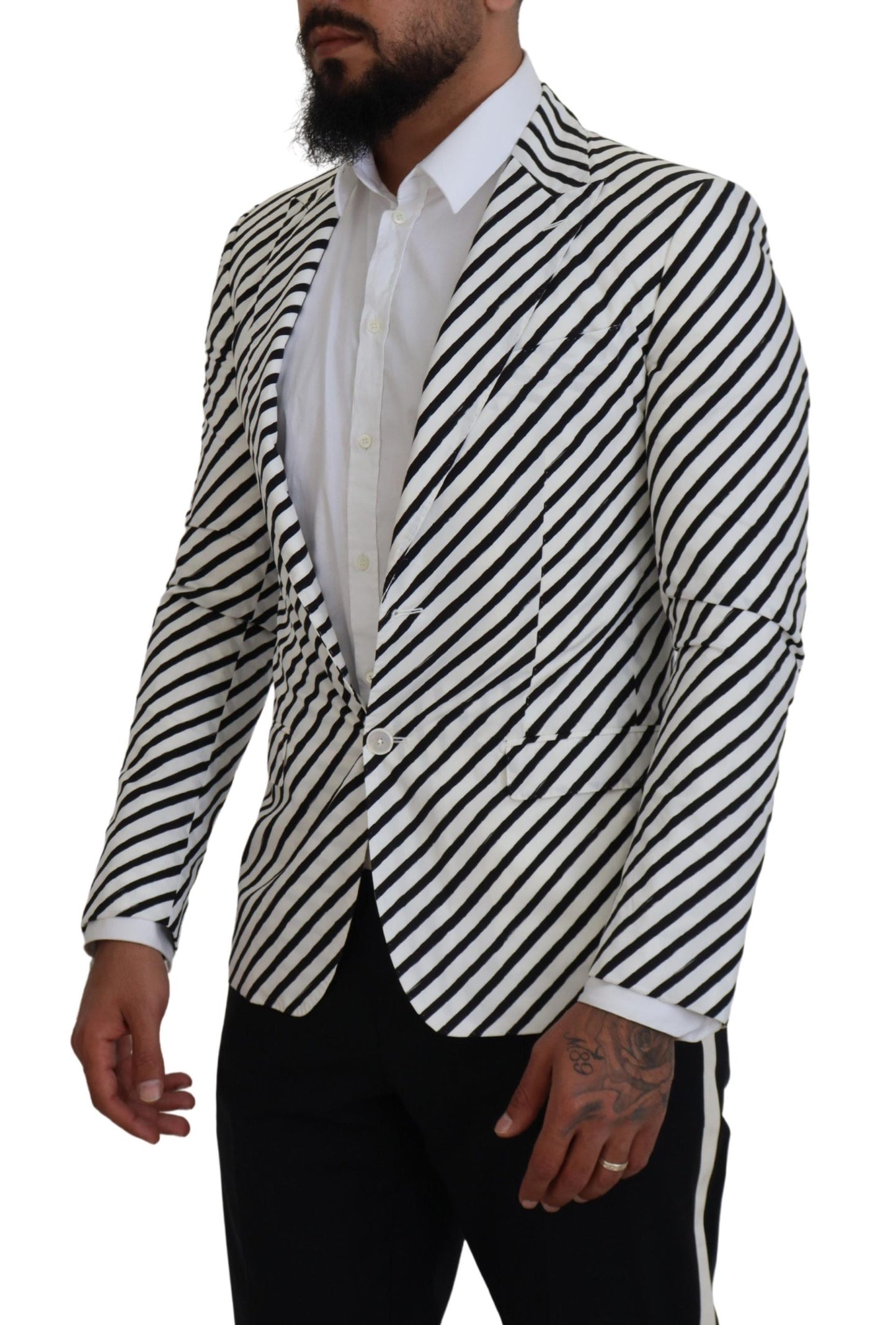 Veste Blazer Dolce & Gabbana Rayée Noir et Blanc Coupe Slim