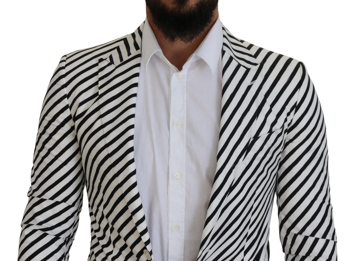 Veste Blazer Dolce & Gabbana Rayée Noir et Blanc Coupe Slim