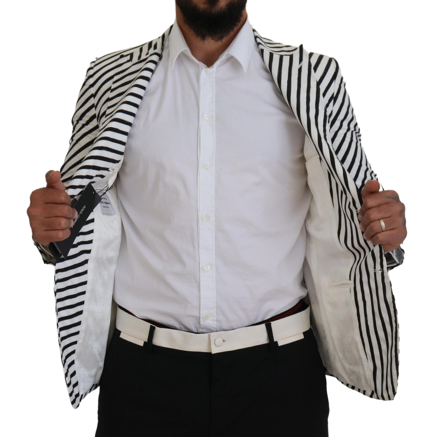 Veste Blazer Dolce & Gabbana Rayée Noir et Blanc Coupe Slim