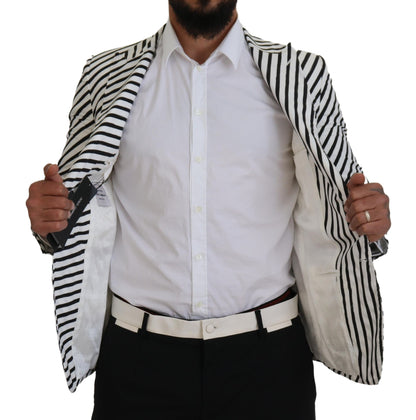 Veste Blazer Dolce & Gabbana Rayée Noir et Blanc Coupe Slim