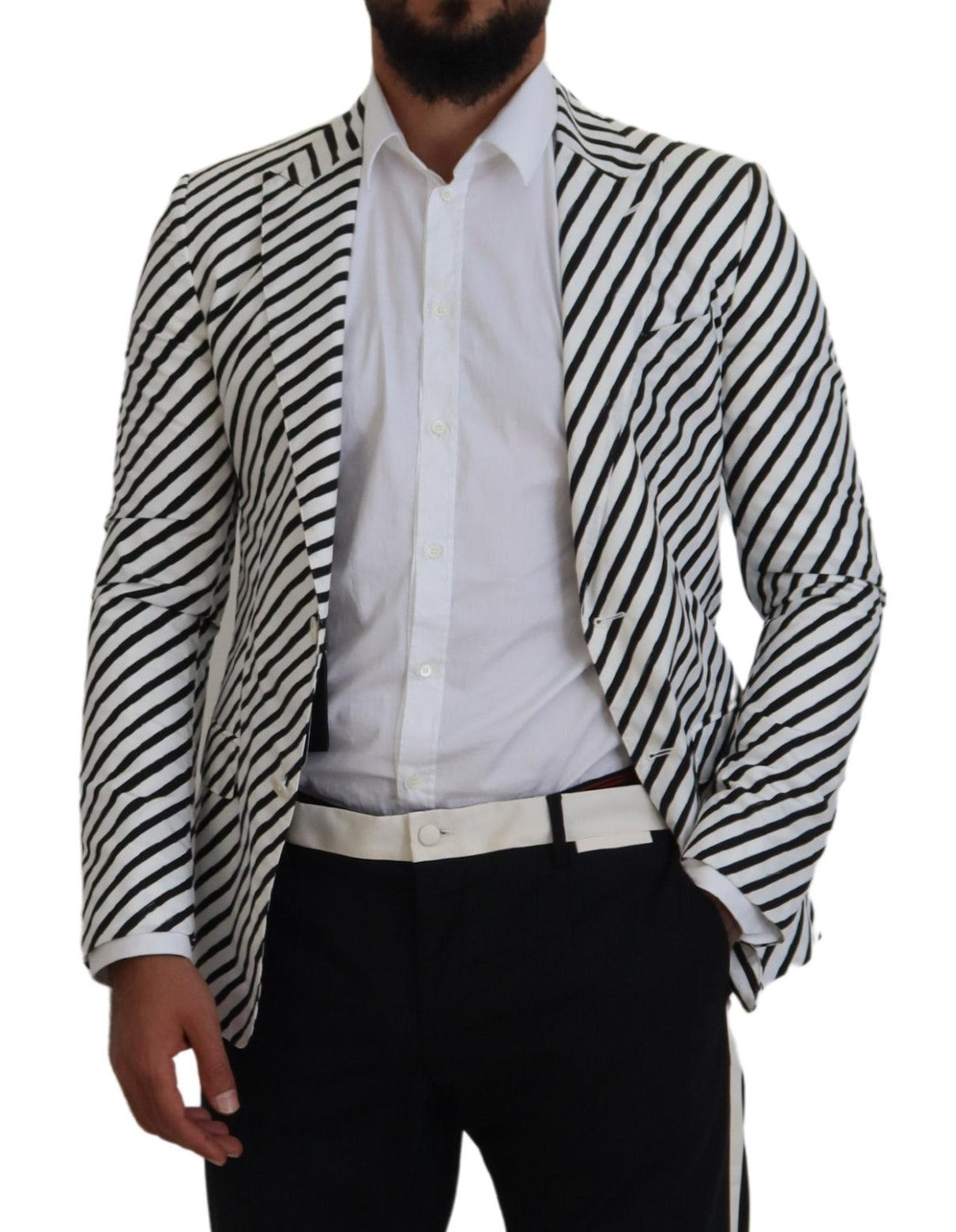 Veste Blazer Dolce & Gabbana Rayée Noir et Blanc Coupe Slim