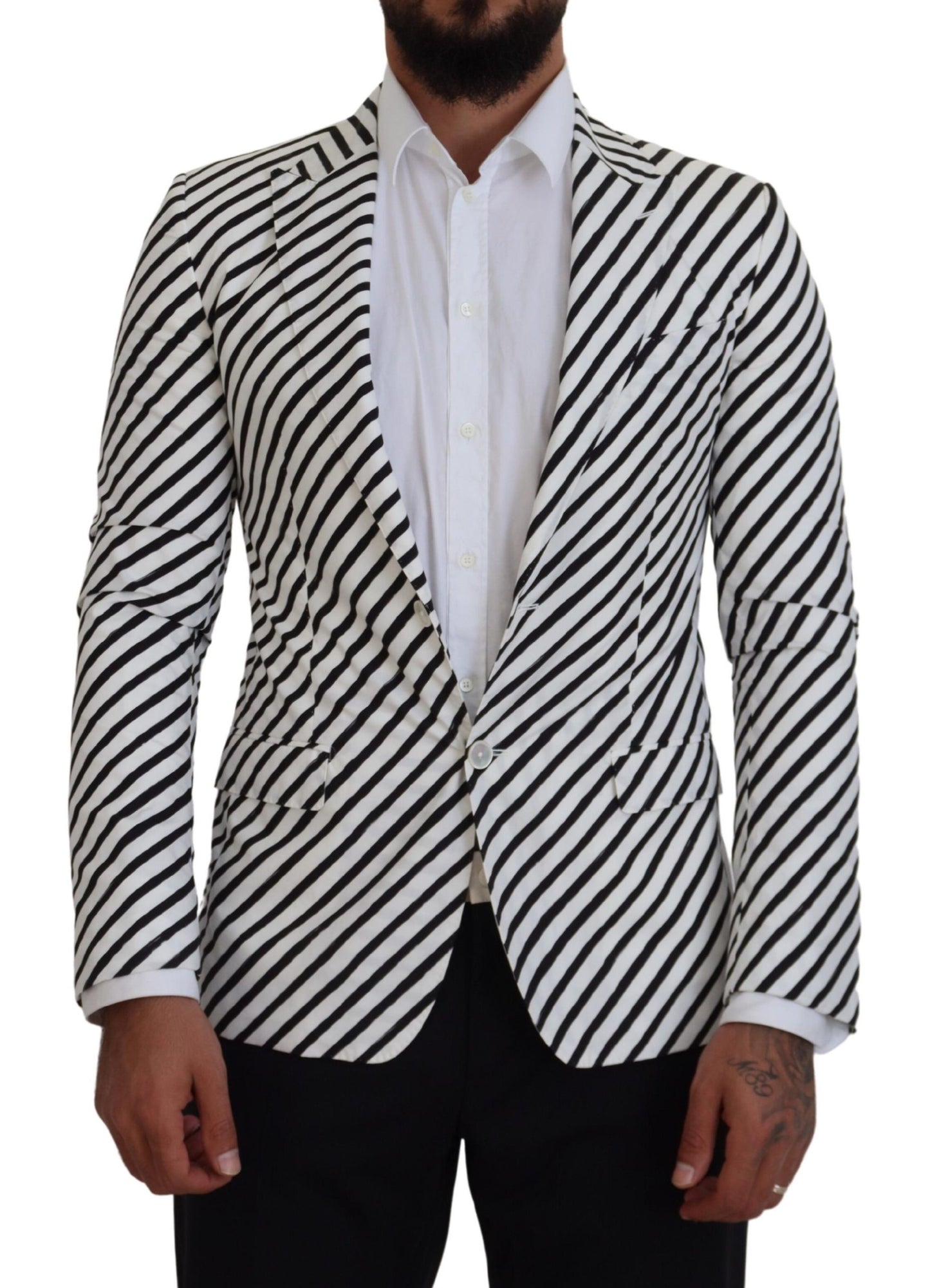 Veste Blazer Dolce & Gabbana Rayée Noir et Blanc Coupe Slim