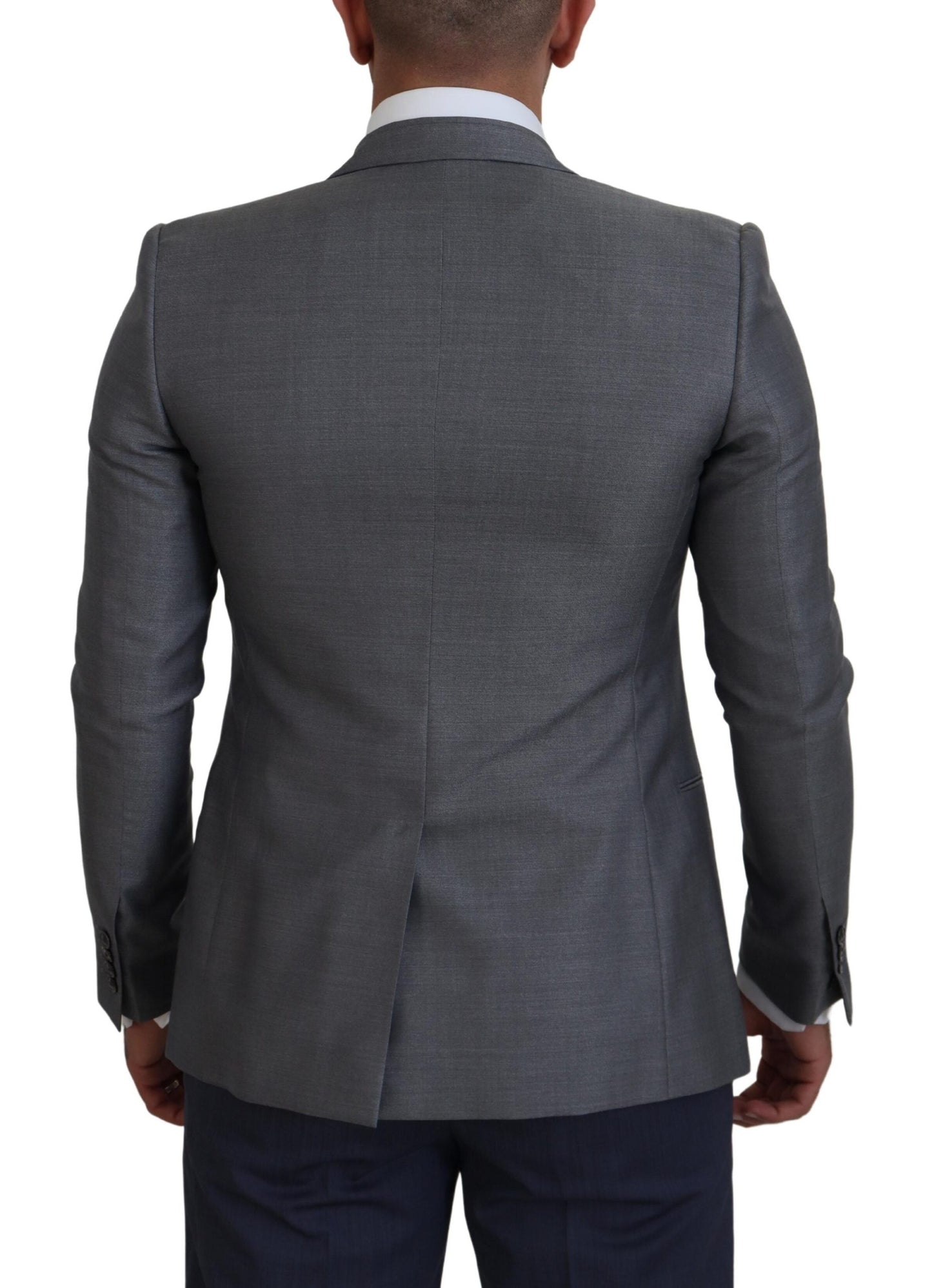 Veste de costume ajustée Dolce & Gabbana en laine et soie grise