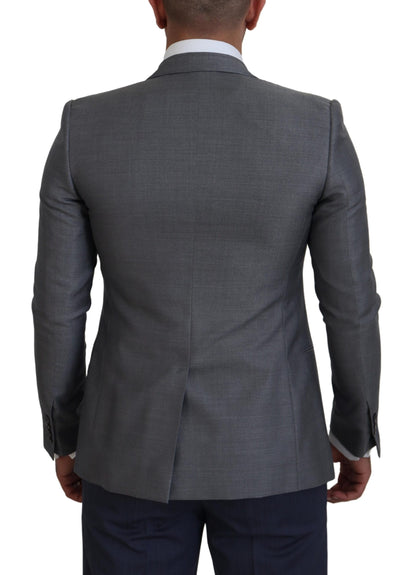 Veste de costume ajustée Dolce & Gabbana en laine et soie grise