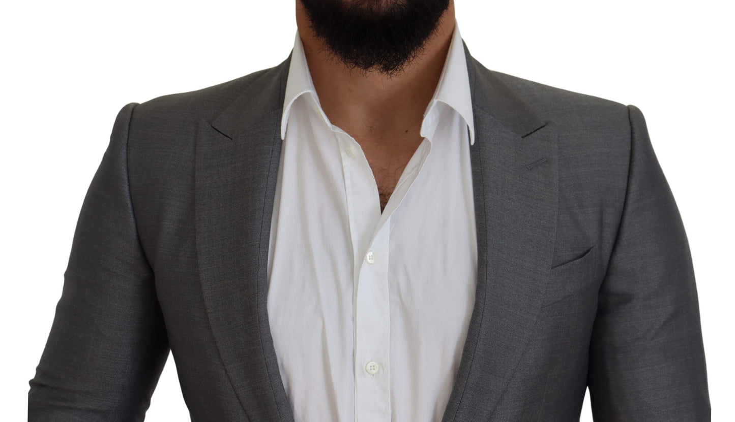 Veste de costume ajustée Dolce & Gabbana en laine et soie grise