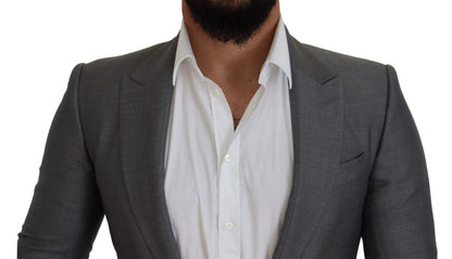 Veste de costume ajustée Dolce & Gabbana en laine et soie grise