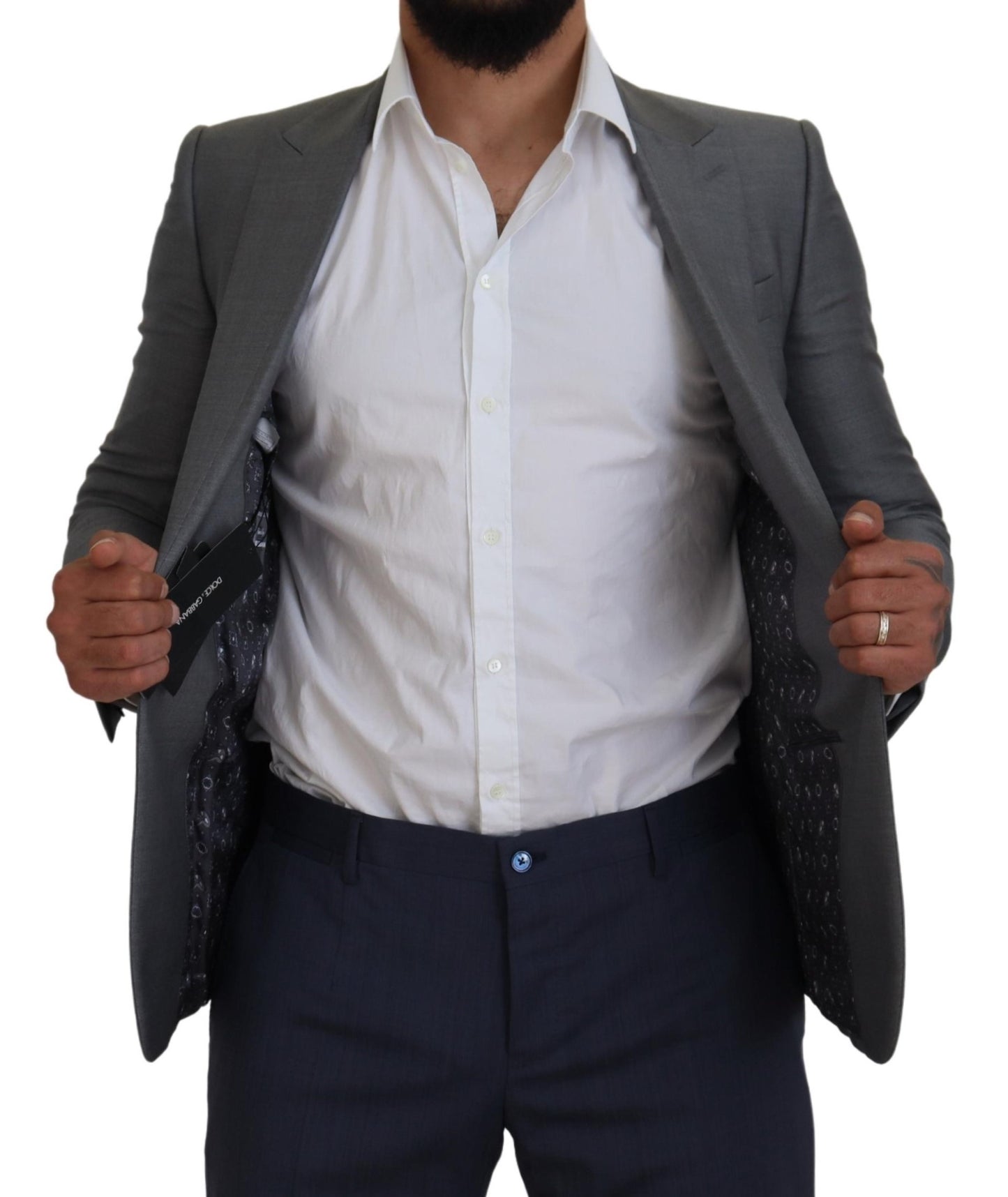 Veste de costume ajustée Dolce & Gabbana en laine et soie grise