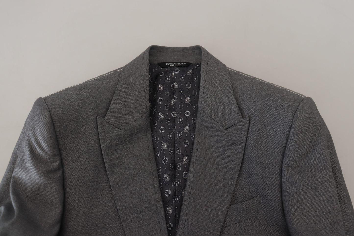 Veste de costume ajustée Dolce & Gabbana en laine et soie grise