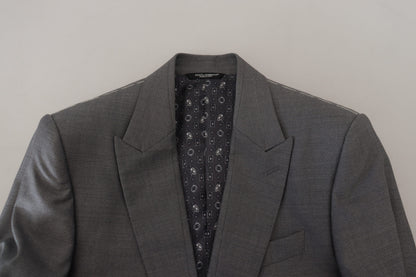 Veste de costume ajustée Dolce & Gabbana en laine et soie grise
