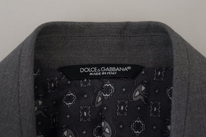 Veste de costume ajustée Dolce & Gabbana en laine et soie grise