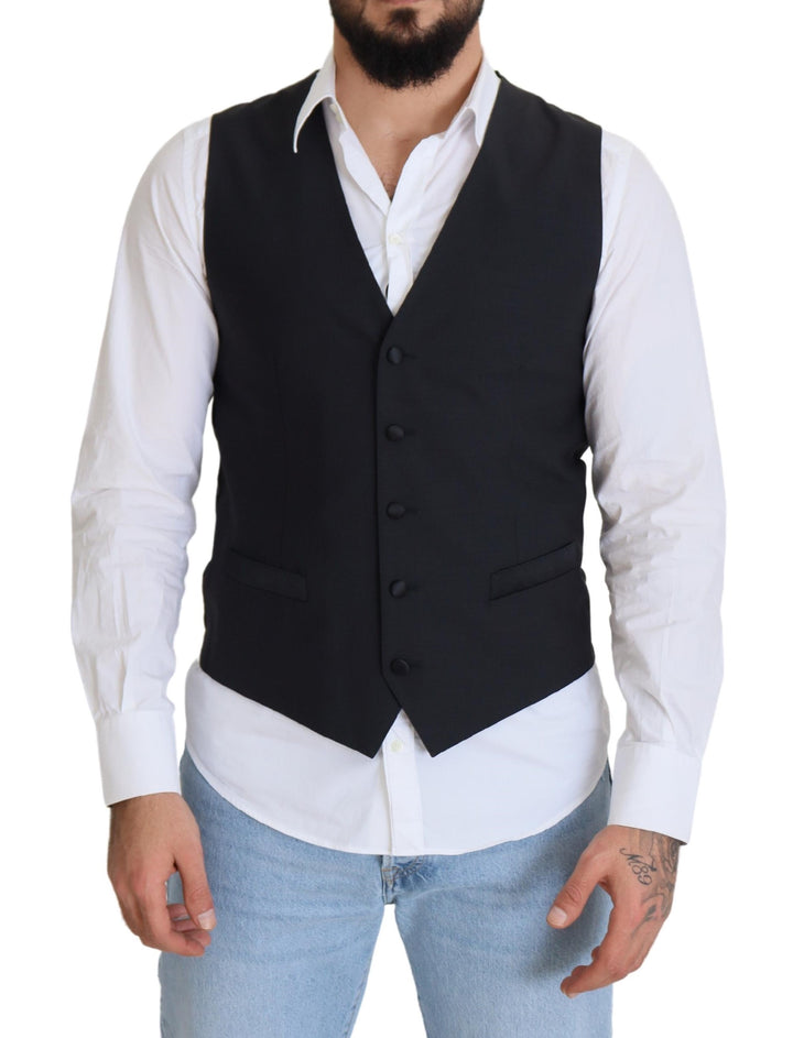 Dolce & Gabbana Chaleco Formal Elástico de Lana Negro