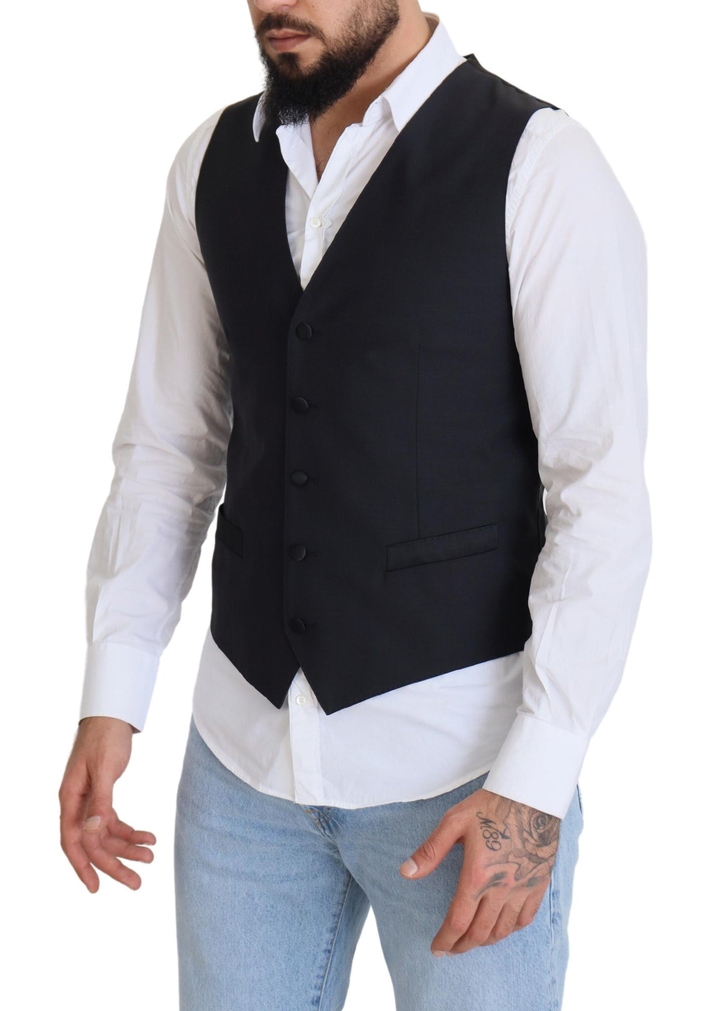 Gilet de Costume Dolce & Gabbana Noir en Laine Stretch