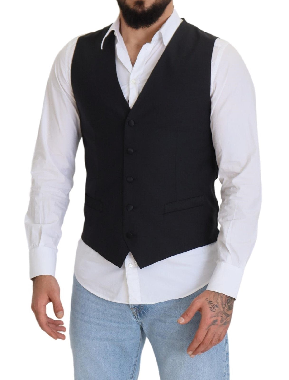 Gilet de Costume Dolce & Gabbana Noir en Laine Stretch