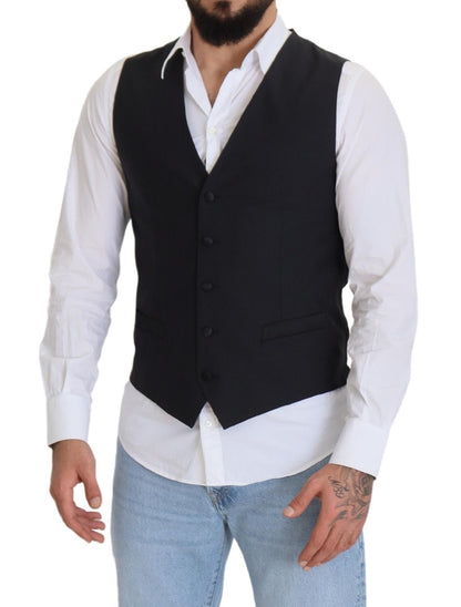 Gilet de Costume Dolce & Gabbana Noir en Laine Stretch