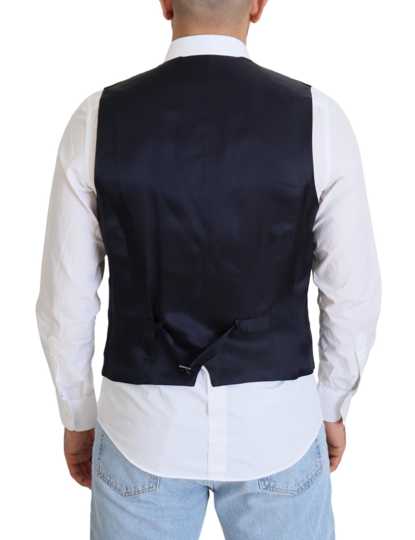 Gilet en Laine Stretch Bleu Foncé Dolce & Gabbana