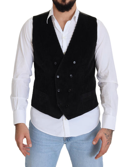 Gilet croisé noir en coton Dolce & Gabbana