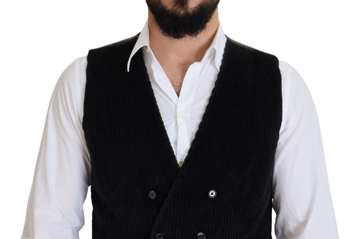 Gilet croisé noir en coton Dolce & Gabbana