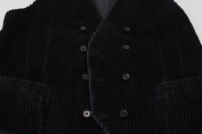Gilet croisé noir en coton Dolce & Gabbana