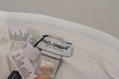 Boxer Dolce & Gabbana en Coton Mélangé Blanc Coupe Classique