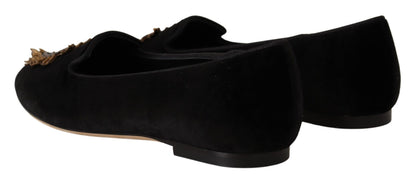 Chaussures plates à enfiler Dolce & Gabbana noires avec patch DG Cœur Sacré