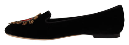 Chaussures plates à enfiler Dolce & Gabbana noires avec patch DG Cœur Sacré