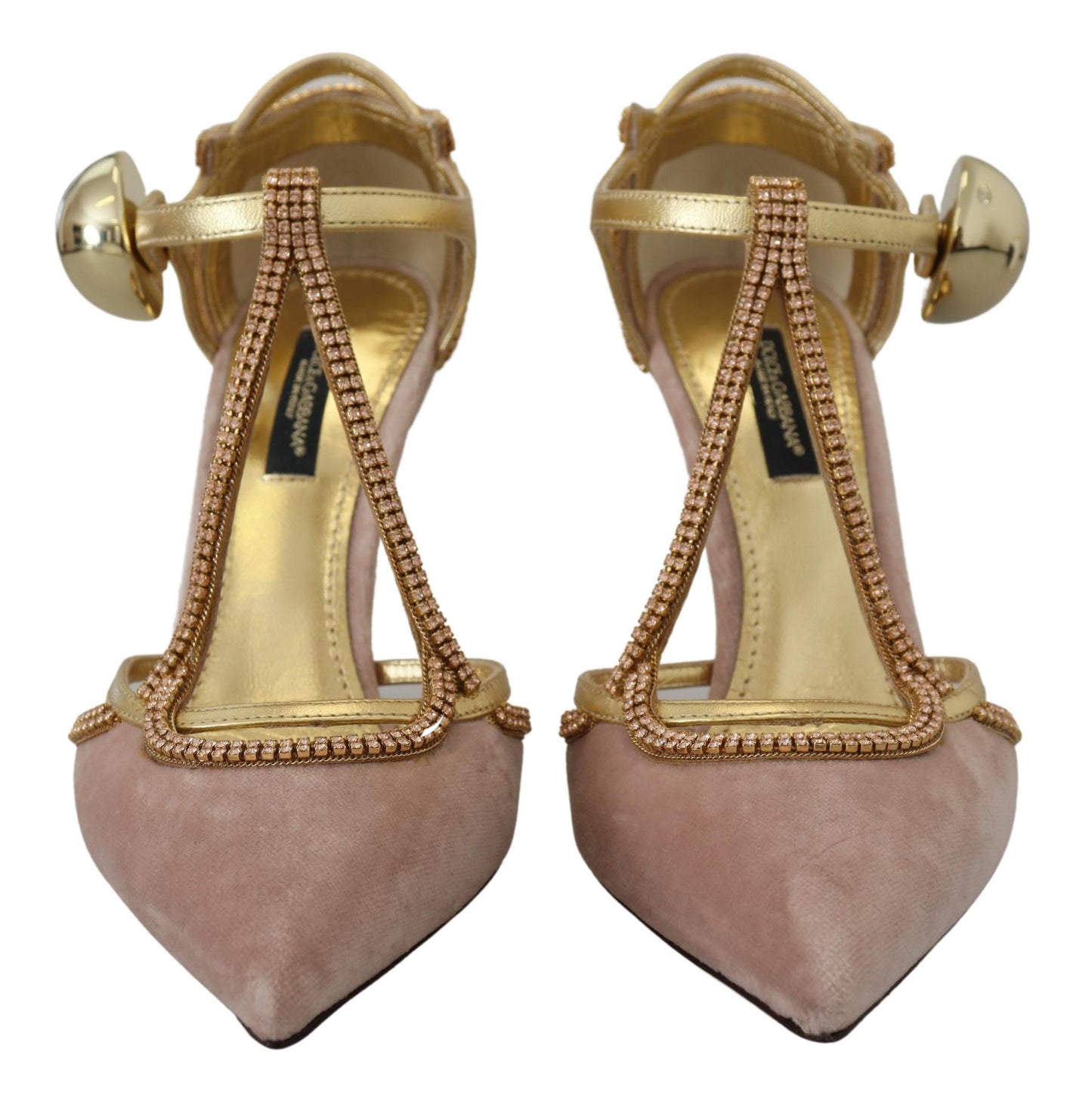 Chaussures à talons Dolce & Gabbana avec brides en T et cristaux roses