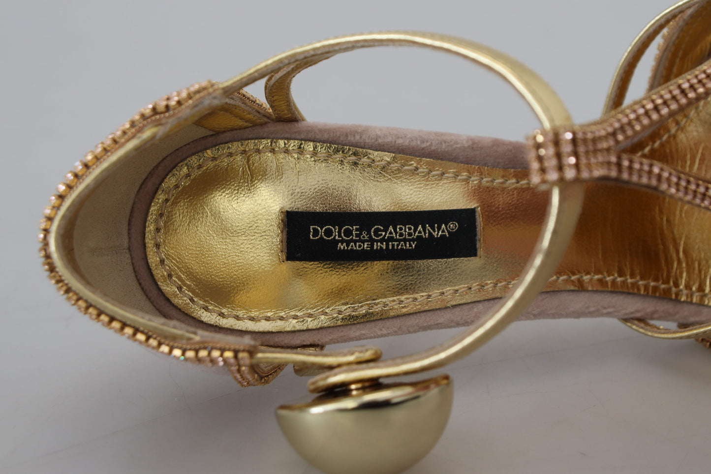 Chaussures à talons Dolce & Gabbana avec brides en T et cristaux roses