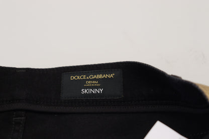 Jean slim effiloché en denim de coton doré Dolce & Gabbana pour homme