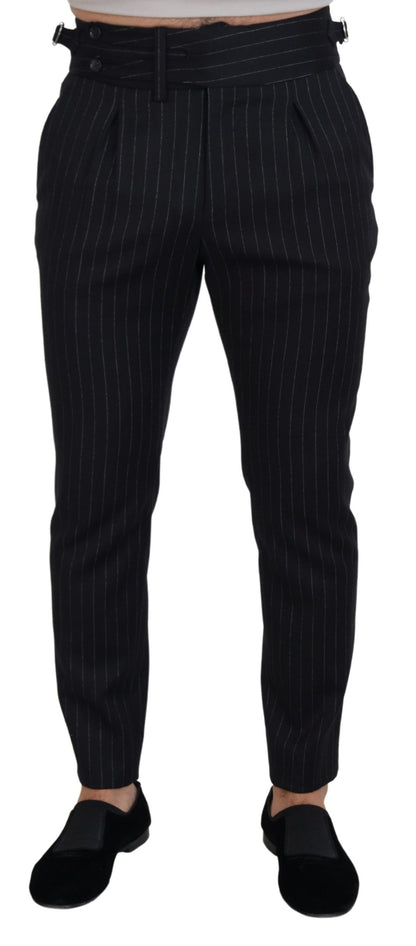 Pantalones chinos de lana negra a rayas de Dolce & Gabbana