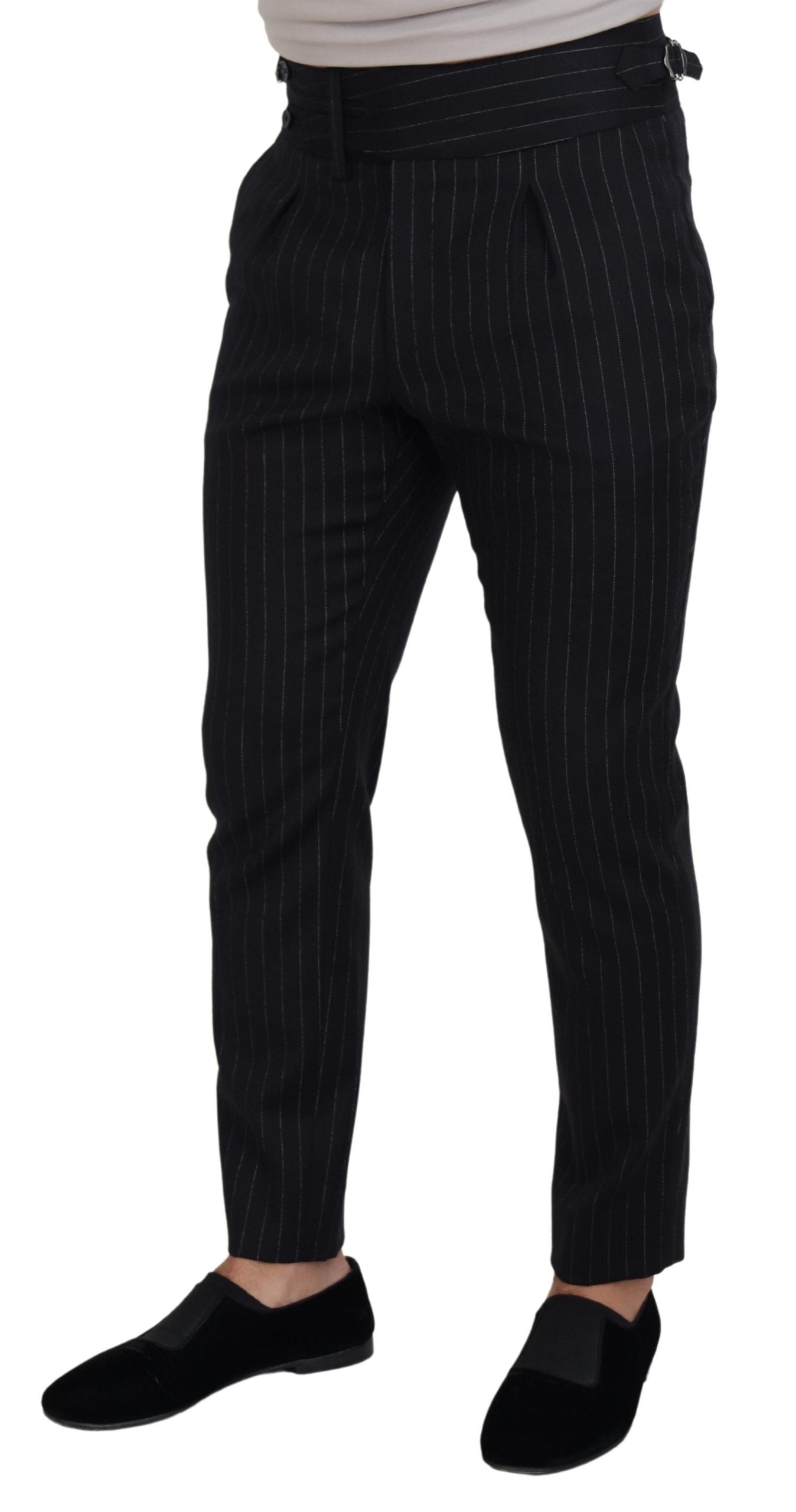 Pantalones chinos de lana negra a rayas de Dolce & Gabbana