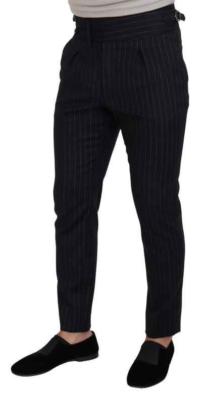 Pantalones chinos de lana negra a rayas de Dolce & Gabbana