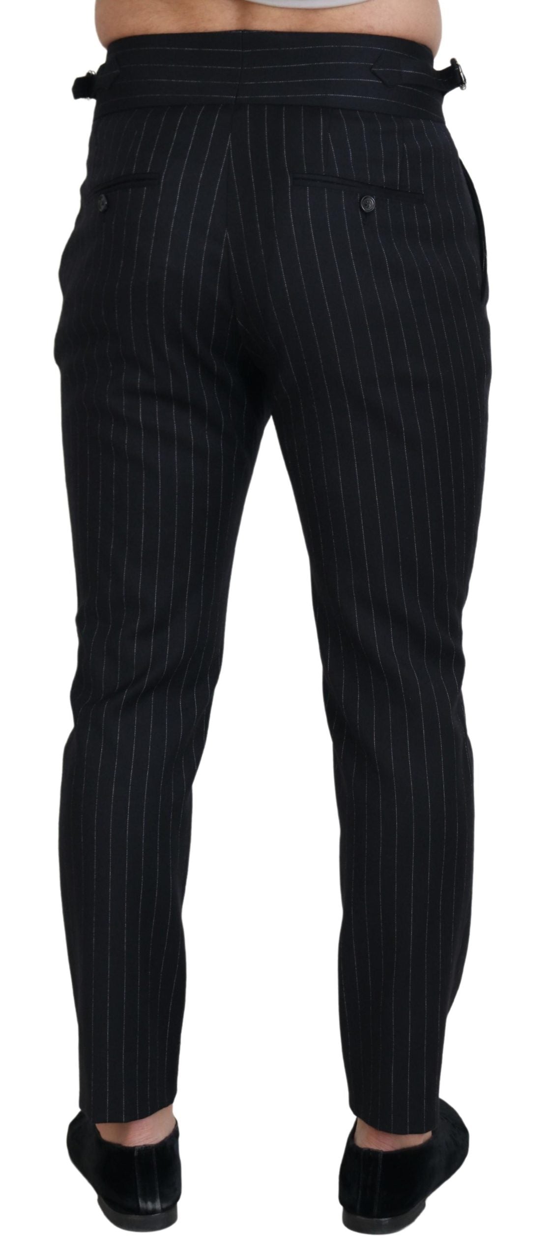 Pantalones chinos de lana negra a rayas de Dolce & Gabbana