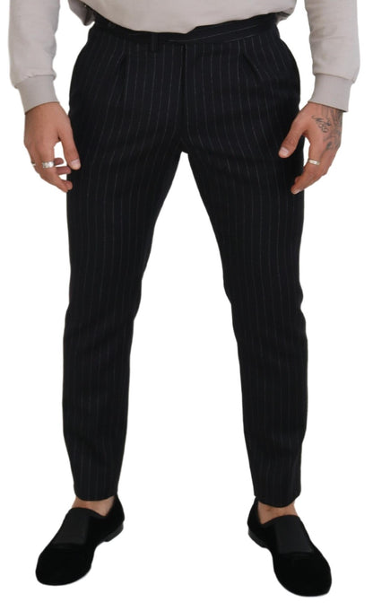 Pantalones chinos de lana negra a rayas de Dolce & Gabbana