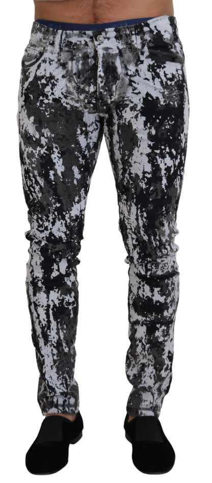Dolce & Gabbana Jean Slim en Denim Tie-Dye Multicolore en Coton