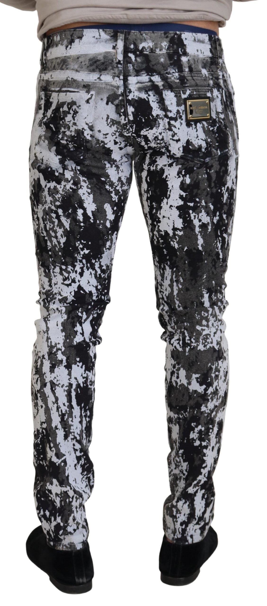 Dolce & Gabbana Jean Slim en Denim Tie-Dye Multicolore en Coton