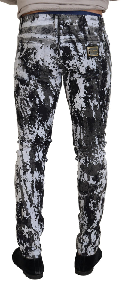 Dolce & Gabbana Jean Slim en Denim Tie-Dye Multicolore en Coton