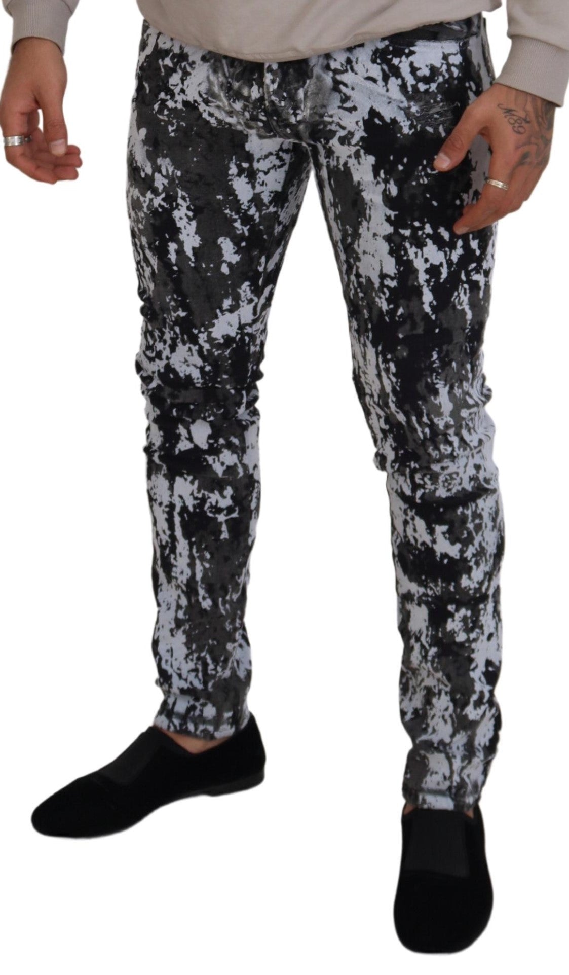 Dolce & Gabbana Jean Slim en Denim Tie-Dye Multicolore en Coton