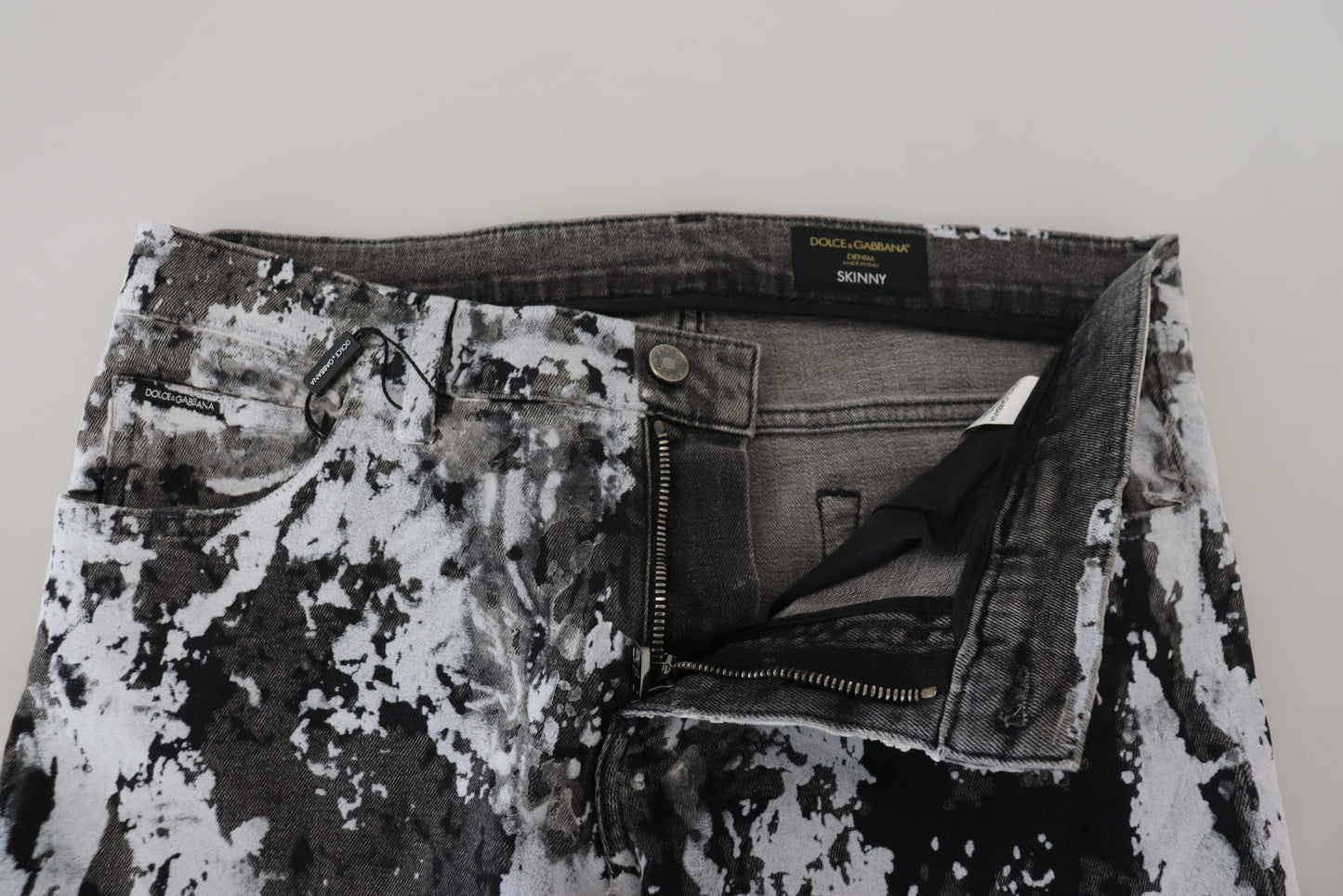 Dolce & Gabbana Jean Slim en Denim Tie-Dye Multicolore en Coton