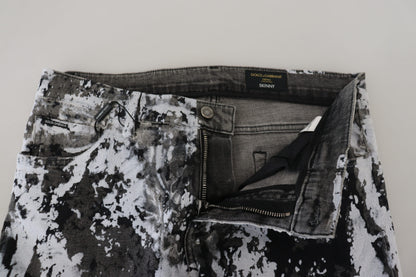 Dolce & Gabbana Jean Slim en Denim Tie-Dye Multicolore en Coton