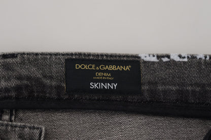 Dolce & Gabbana Jean Slim en Denim Tie-Dye Multicolore en Coton
