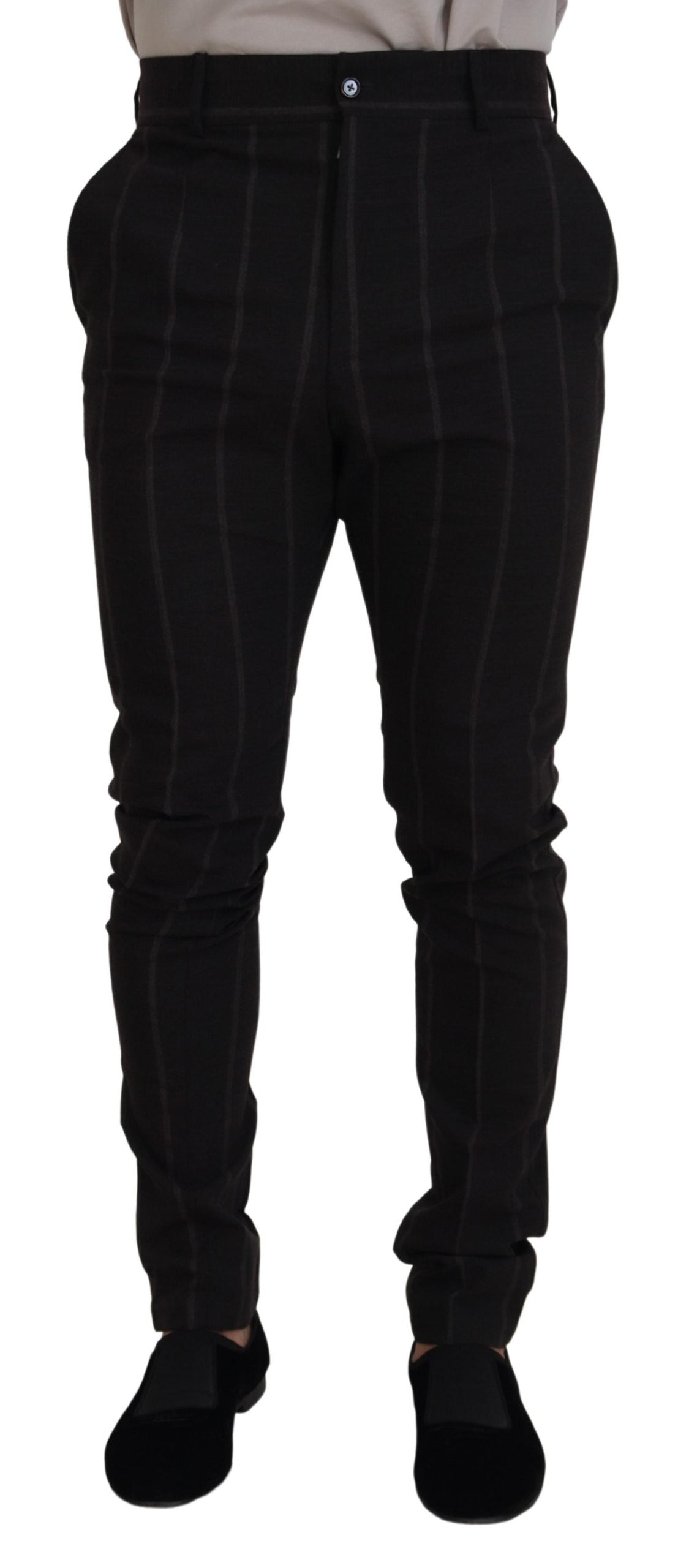Pantalon Chino Homme Habillé en Laine Noire Dolce & Gabbana