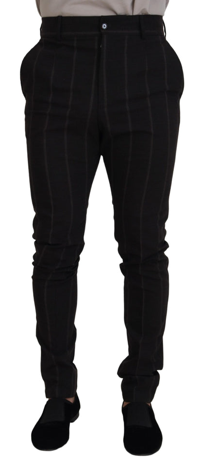 Pantalon Chino Homme Habillé en Laine Noire Dolce & Gabbana
