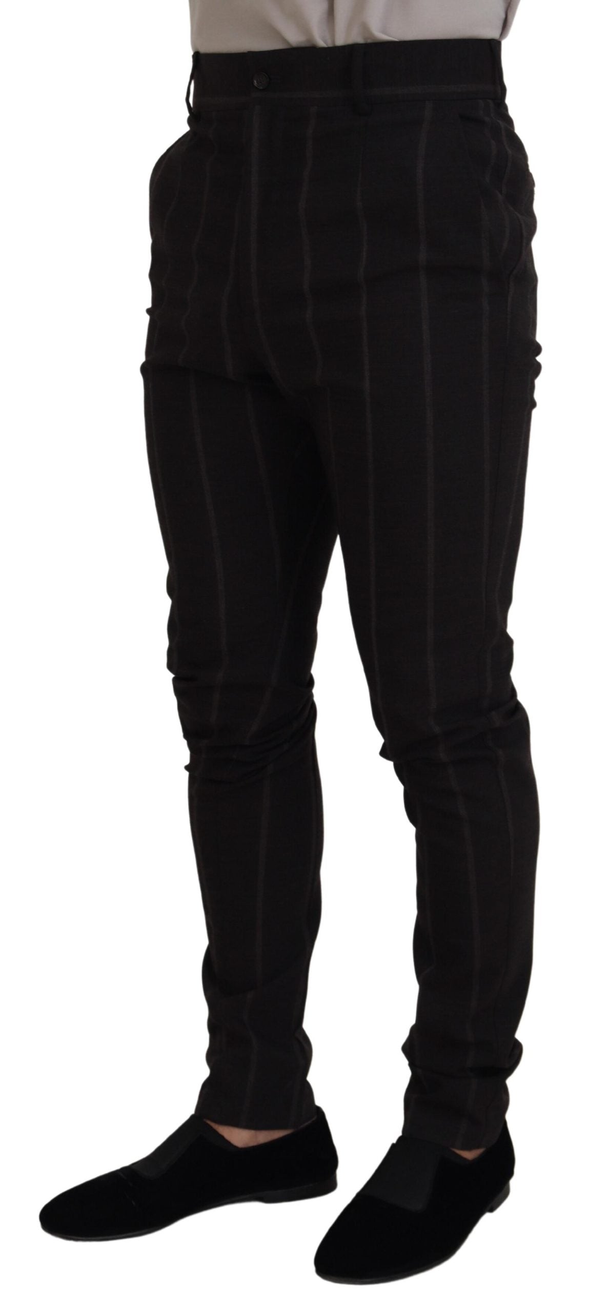 Pantalon Chino Homme Habillé en Laine Noire Dolce & Gabbana