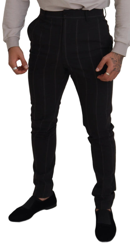 Pantalon Chino Homme Habillé en Laine Noire Dolce & Gabbana
