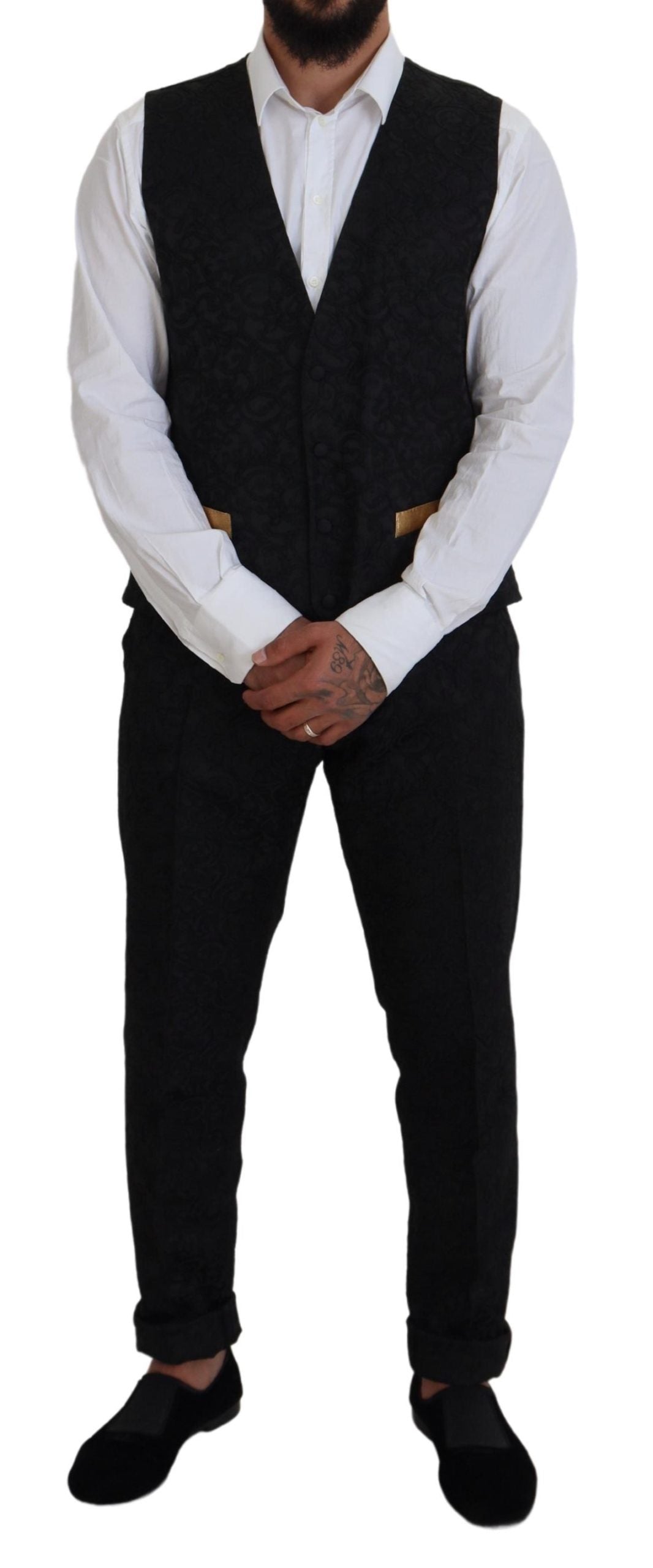 Costume Slim Fit Smoking Dolce & Gabbana Noir Or Fantaisie