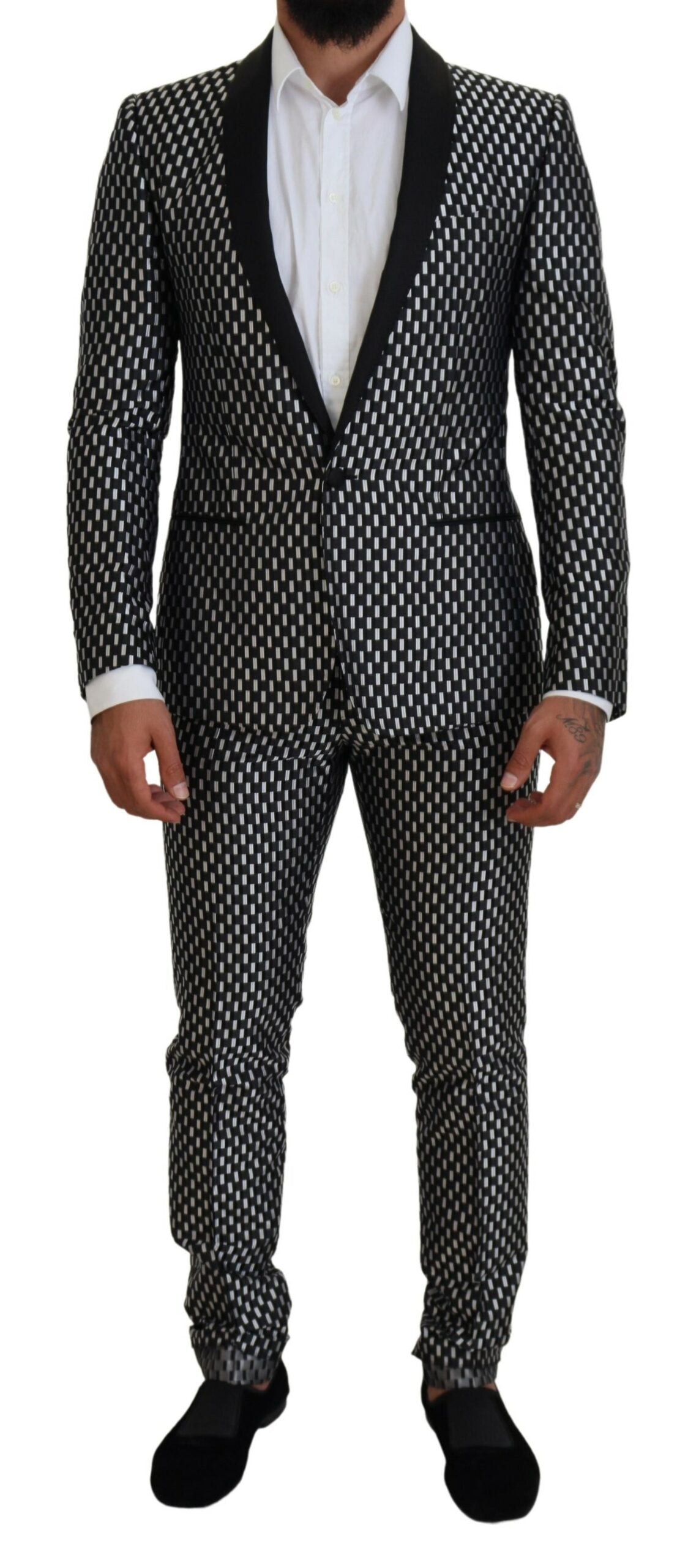 Costume Dolce & Gabbana MARTINI en soie noire et blanche coupe ajustée